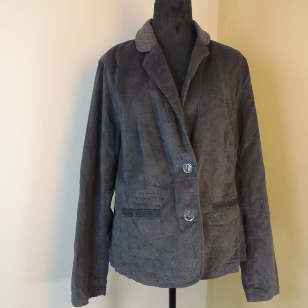 Ruff-Hewn‎ Women's LG GRAY Corduroy Classic Blazer Hipster BoHo Chic